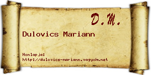 Dulovics Mariann névjegykártya